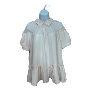 OPENING CEREMONY Women's Sheer Yoke Peplum Top In pink Size 4